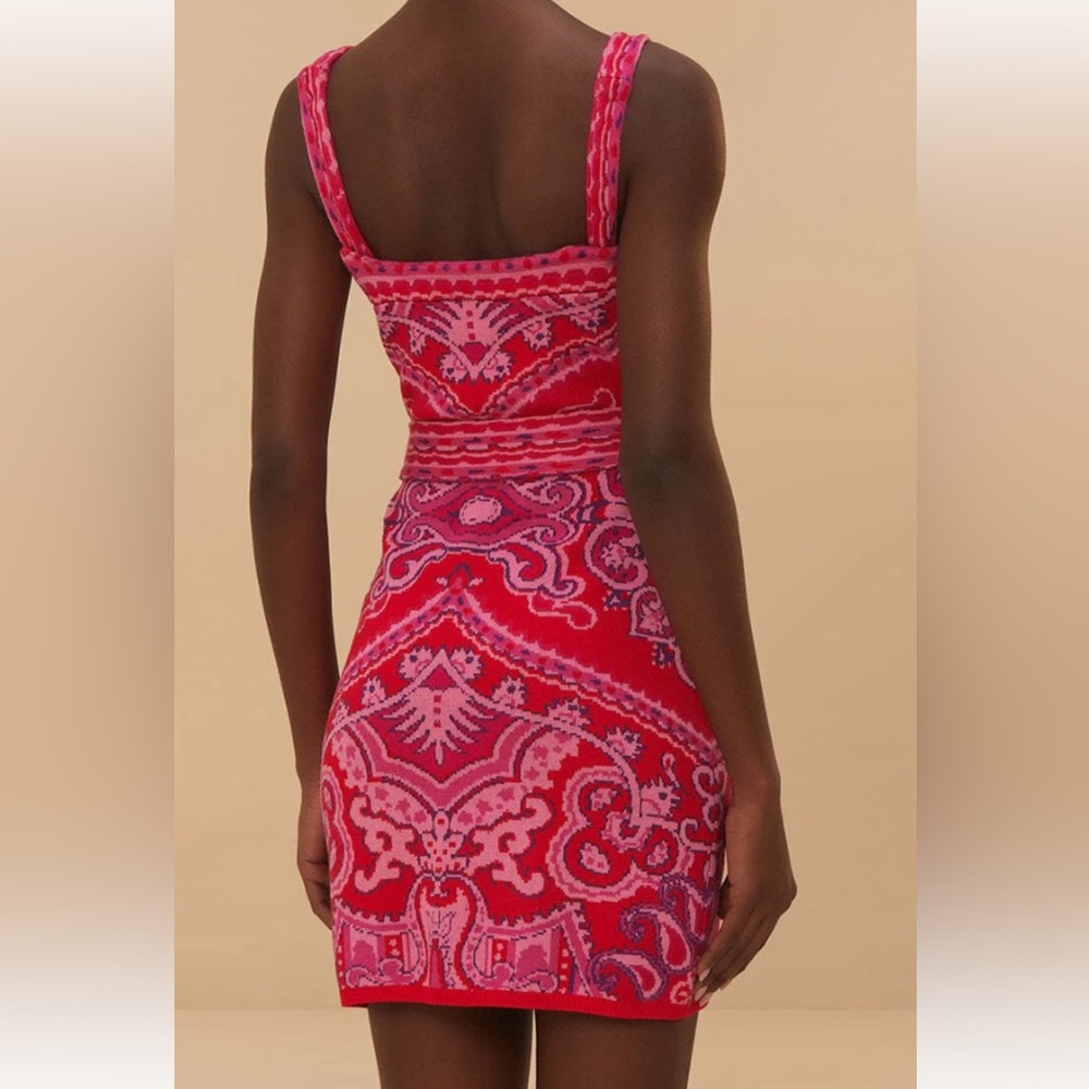 FARM Rio Pink and Red Patterned Dress. NWT  LARGE - Picture 2 of 2